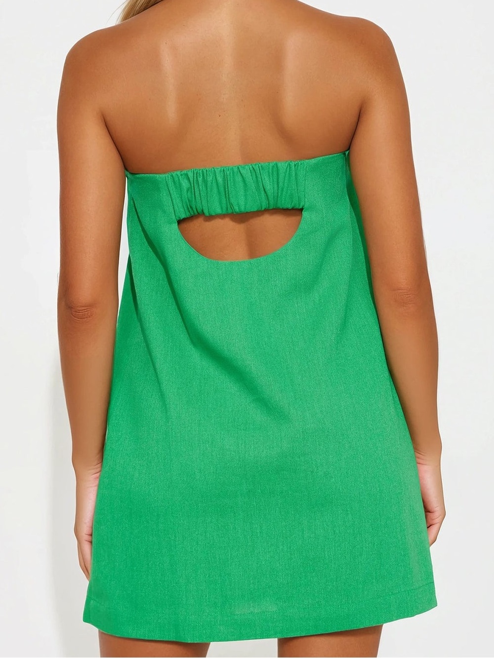 Fashion Nova NWT Women’s Green Strapless Tanya Dress (15% Cotton / 5% Linen)